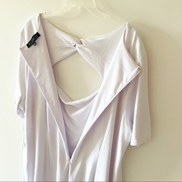 NWT Eloquii White Twist Front Cut Out Elbow Sleeve Sheath Dress - Picture 5 of 7